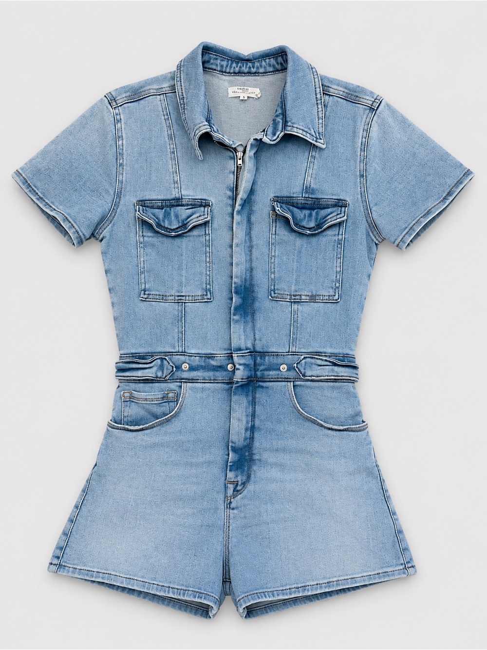 Good American Fit For Success Shorts Jumpsuit Denim Romper Blue274 size 3